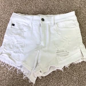 Women’s Distressed White Jean Shorts. Size 7.